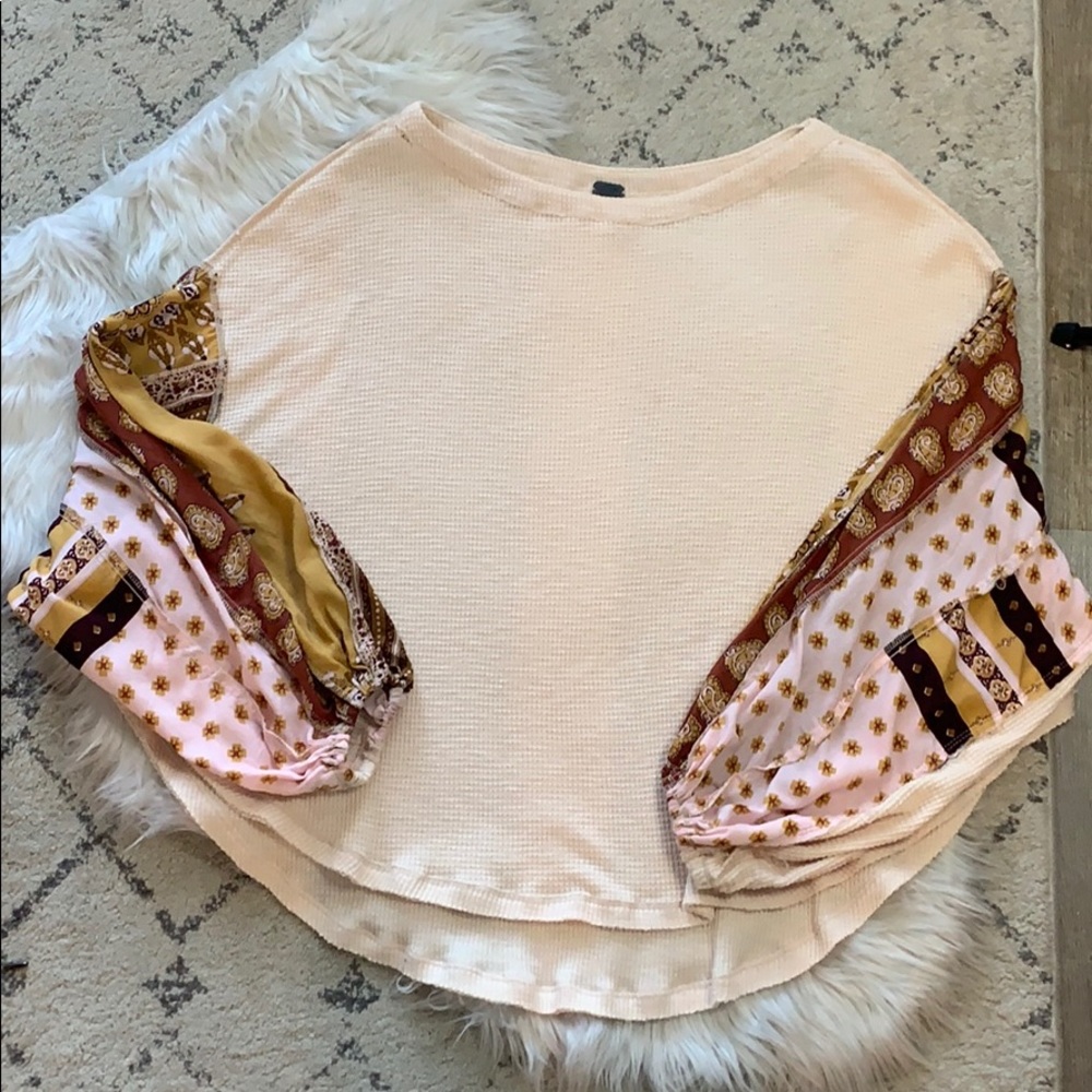 FREE PEOPLE FLANNEL BLOUSE WITH FLOWY SLEEVES